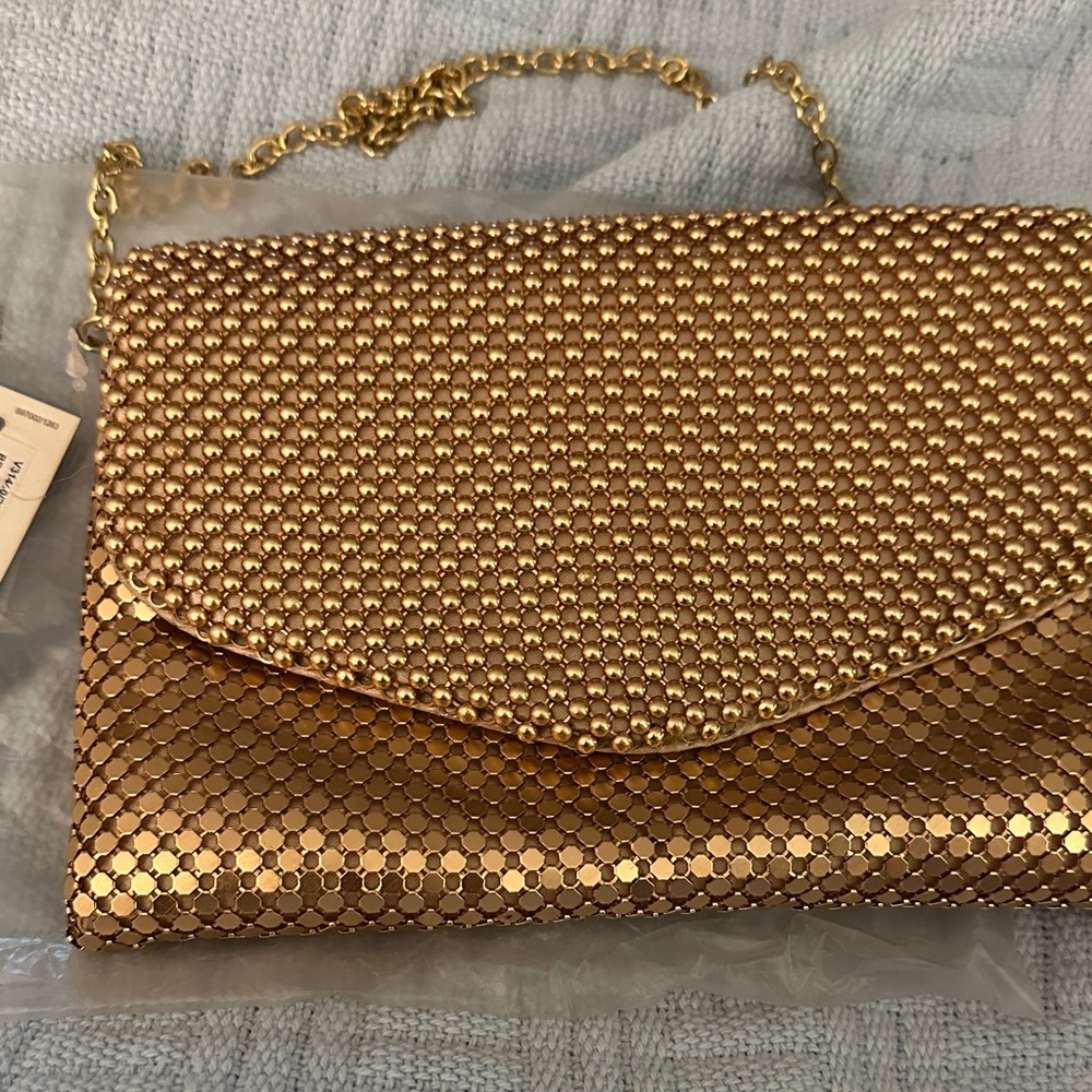 Jessica McClintock Metallic rose Gold Clutch